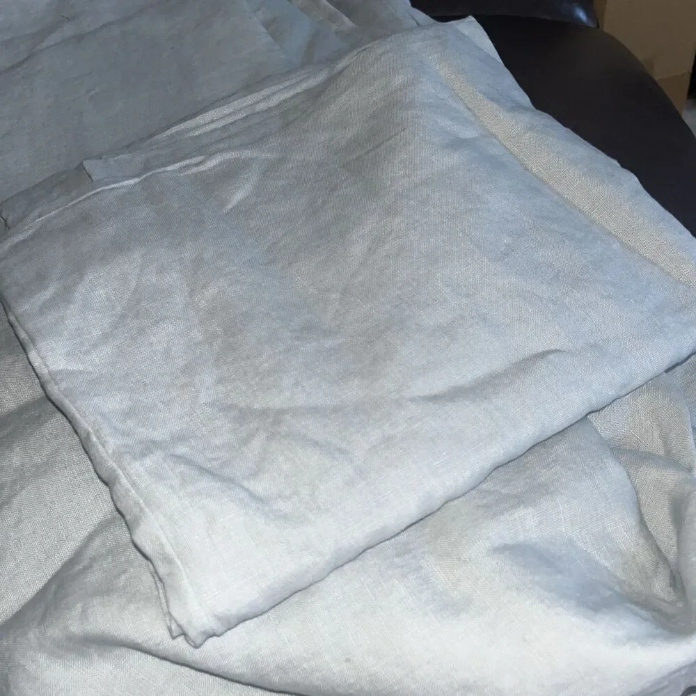 European Linen Duvet Cover Set, Full/Queen, Mist Msrp $154
